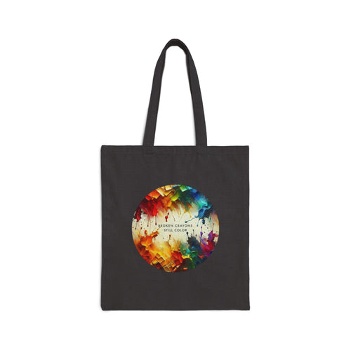 Canvas Tote Bag – Colorful Watercolor Circle "Choose Courage Over Comfort" Design