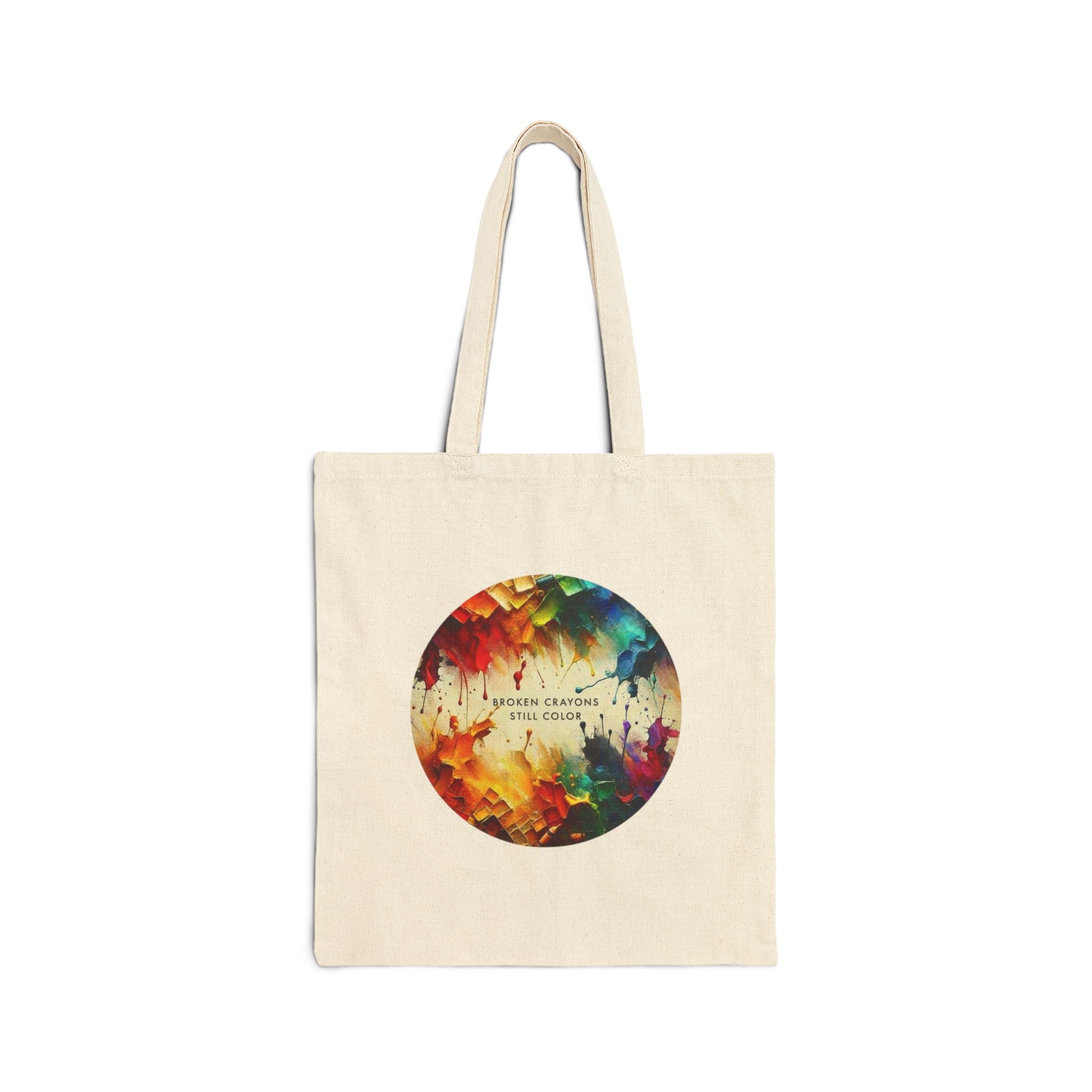 Canvas Tote Bag – Colorful Watercolor Circle "Choose Courage Over Comfort" Design