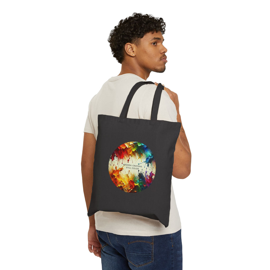 Canvas Tote Bag – Colorful Watercolor Circle "Choose Courage Over Comfort" Design