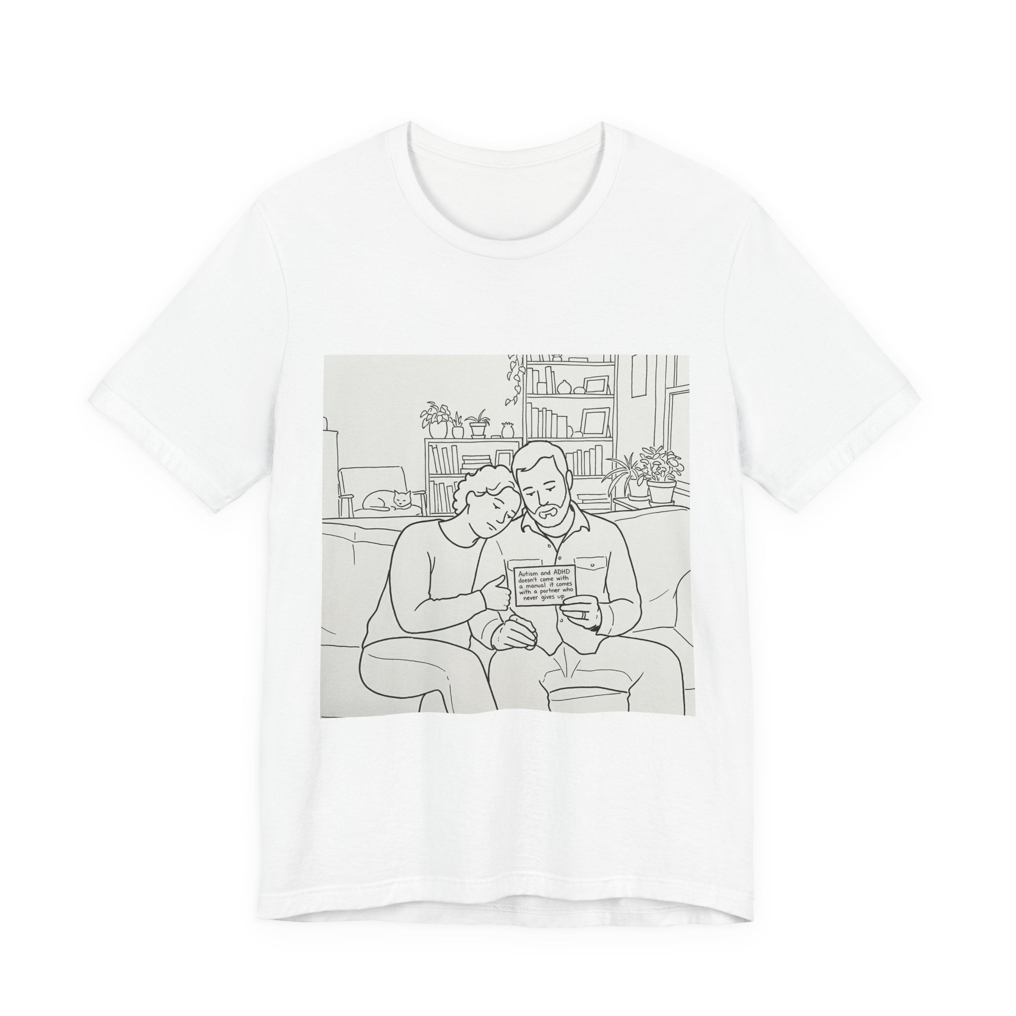 Couple Reading Together T‑Shirt — Cozy Line Art Romance Tee