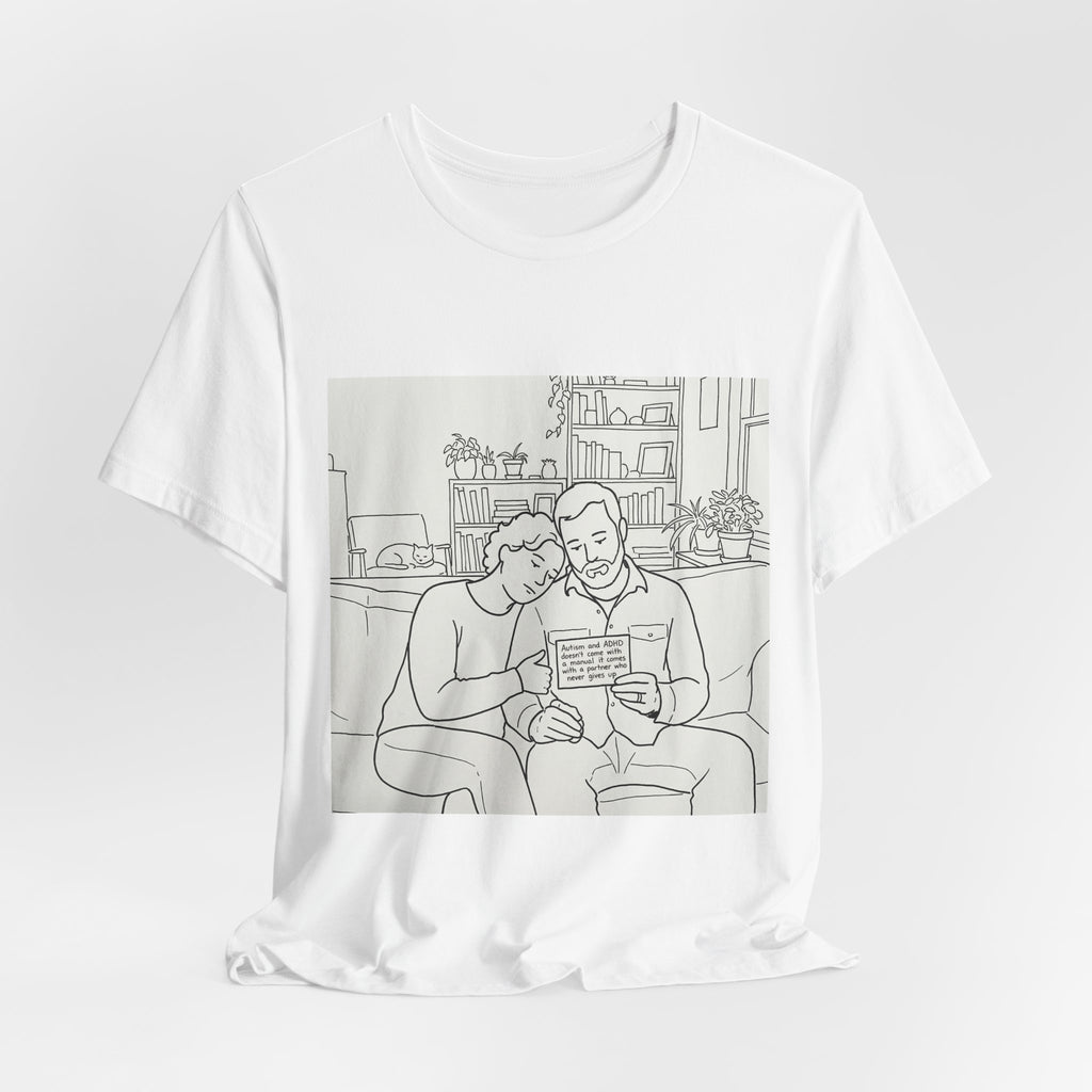 Couple Reading Together T‑Shirt — Cozy Line Art Romance Tee